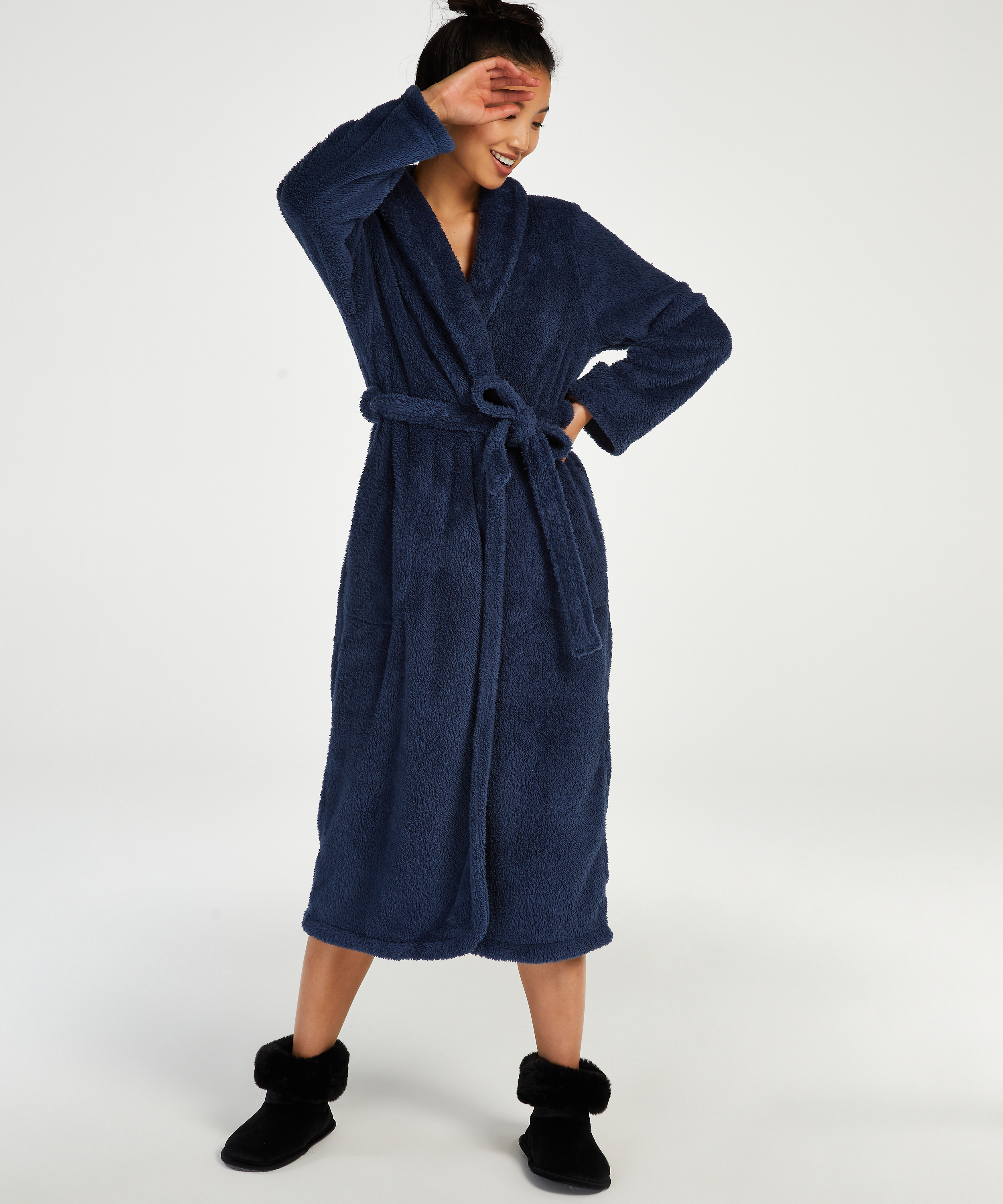Peignoir Fleece, Bleu, main