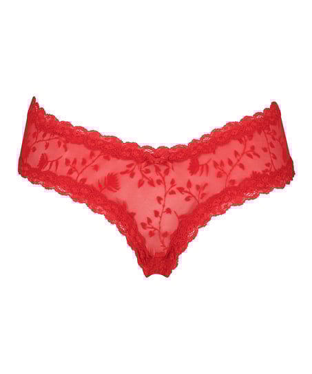 Slip br&eacute;silien V-shape Mesh, Rouge