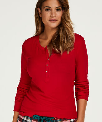 Haut de pyjama &agrave; manches longues, Rouge