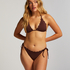 Slip de Bikini Cheeky Tanga Scallop Lurex, marron