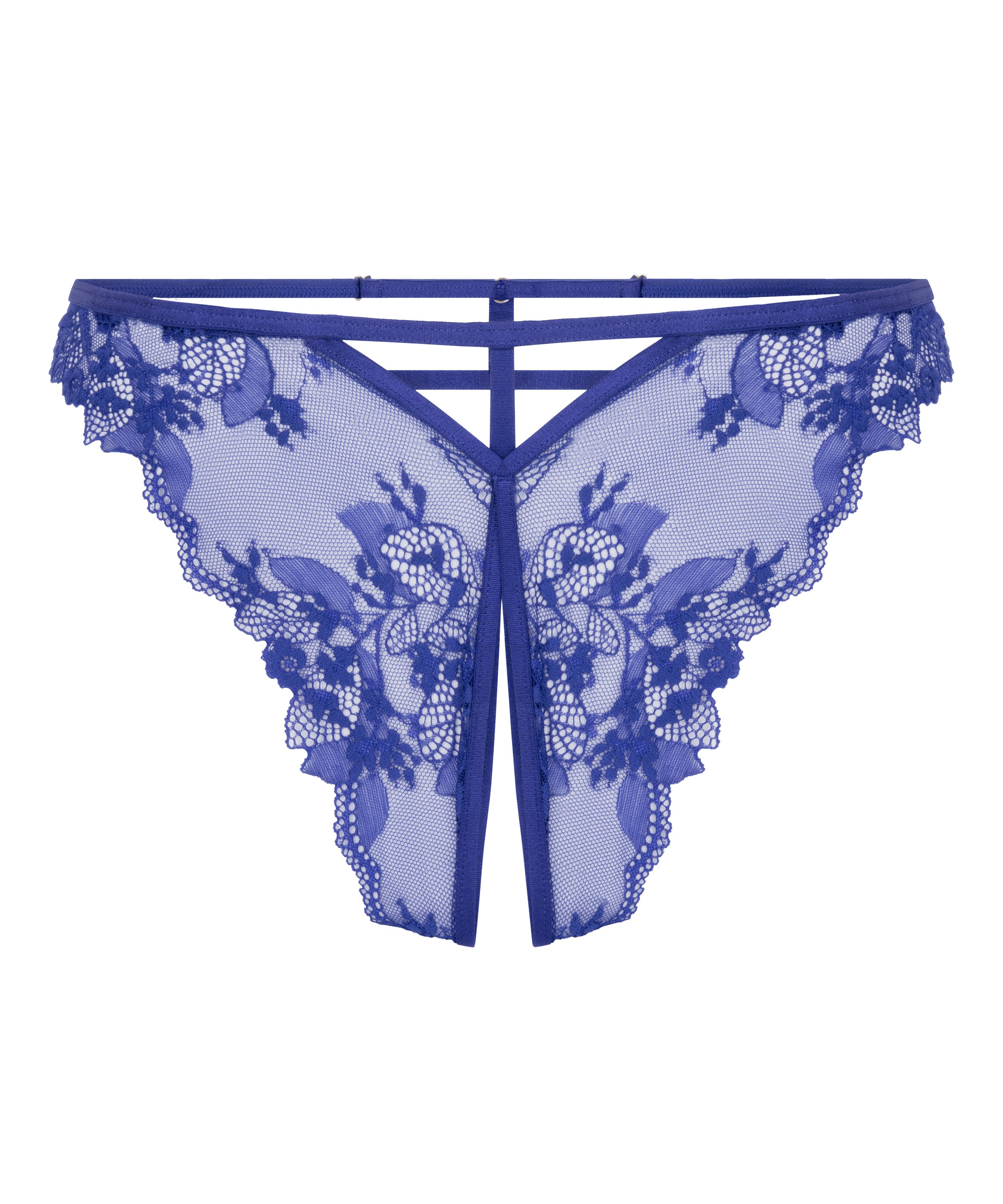Culotte brésilienne fendue à l'entrejambe Amari, Bleu, main