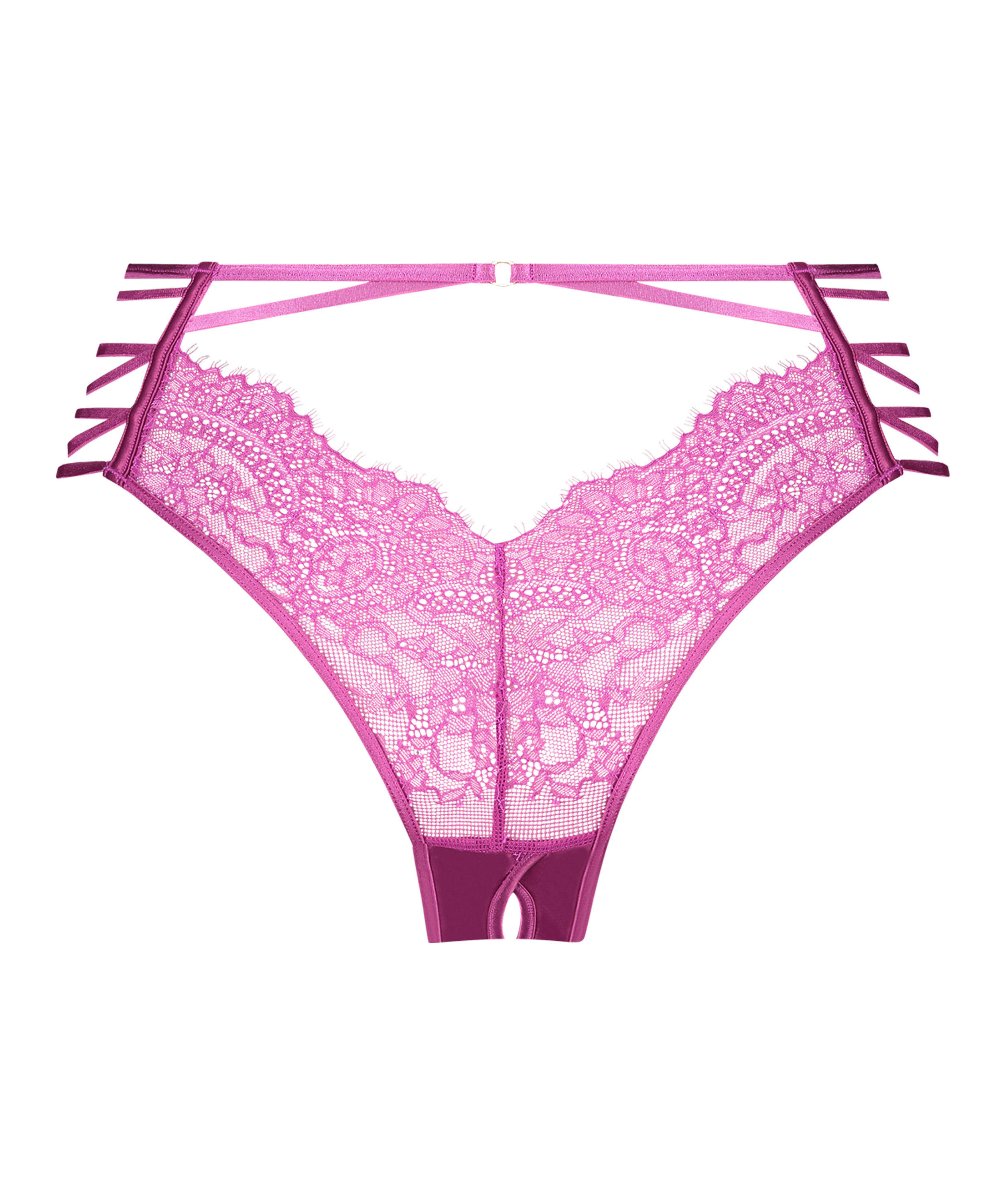 Slip brésilien à entrejambe ouvert Monet, Violet, main