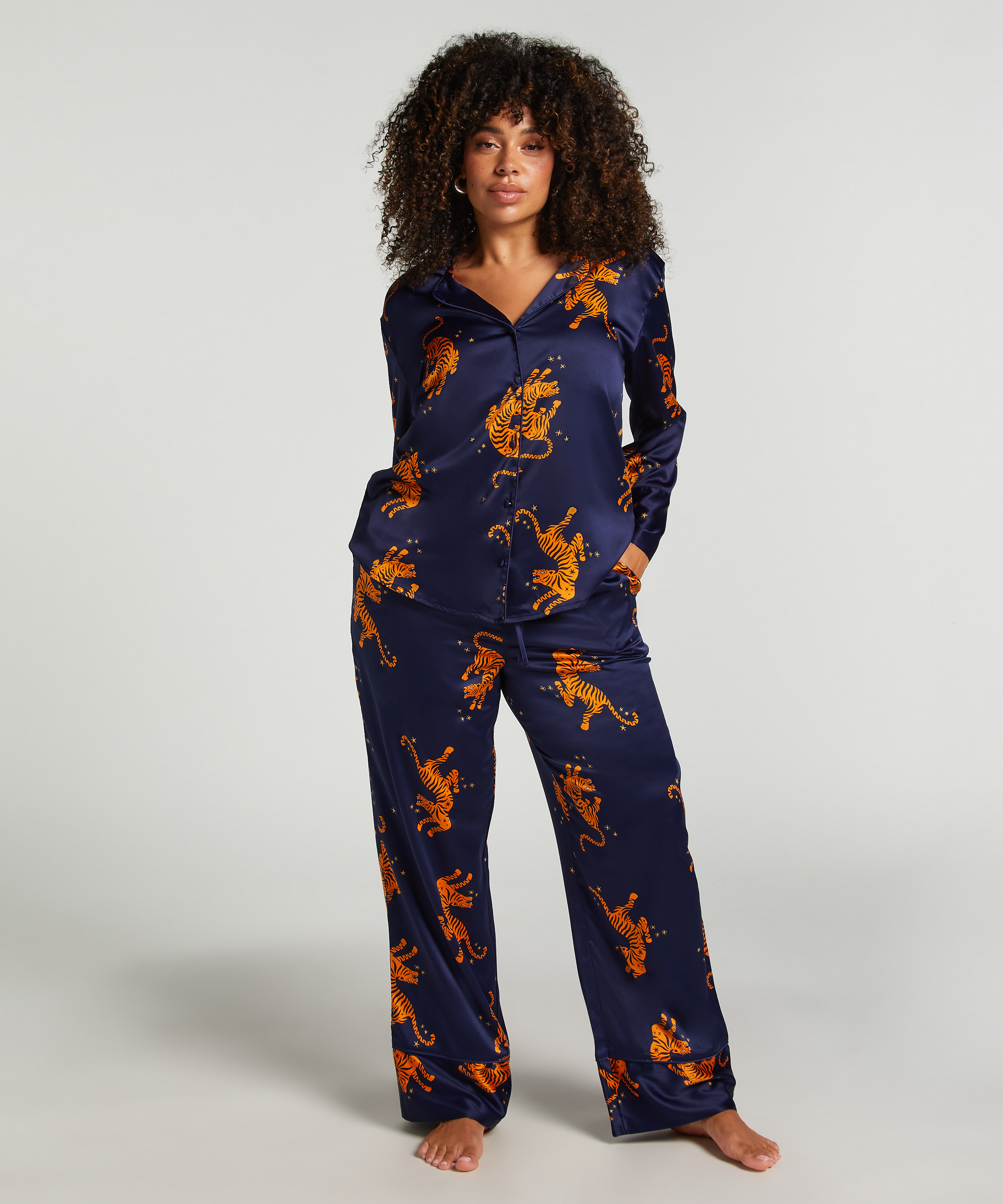 Veste à manches longues Satin, Bleu, main