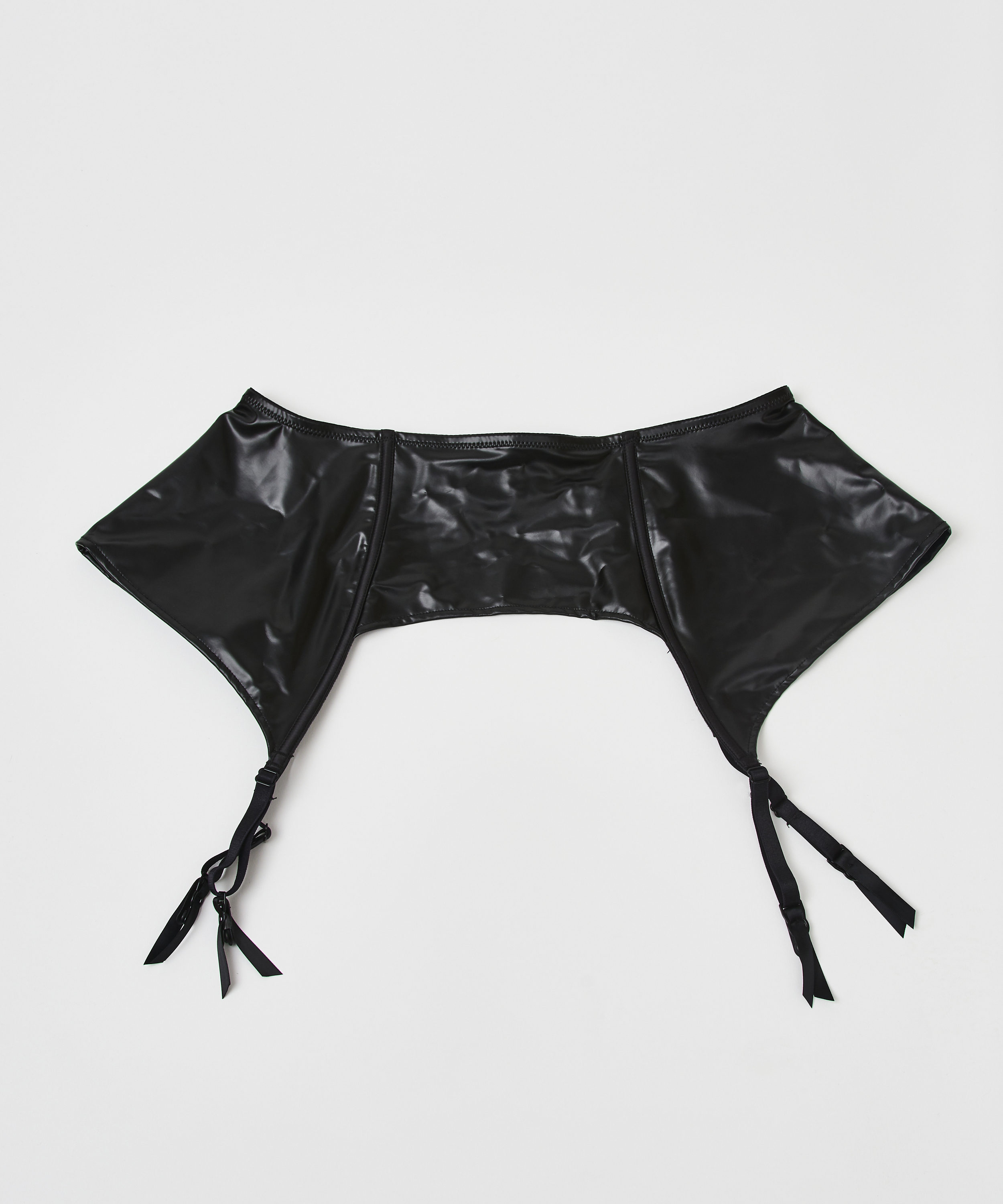 Porte-jarretelles Private aspect cuir, Noir, main