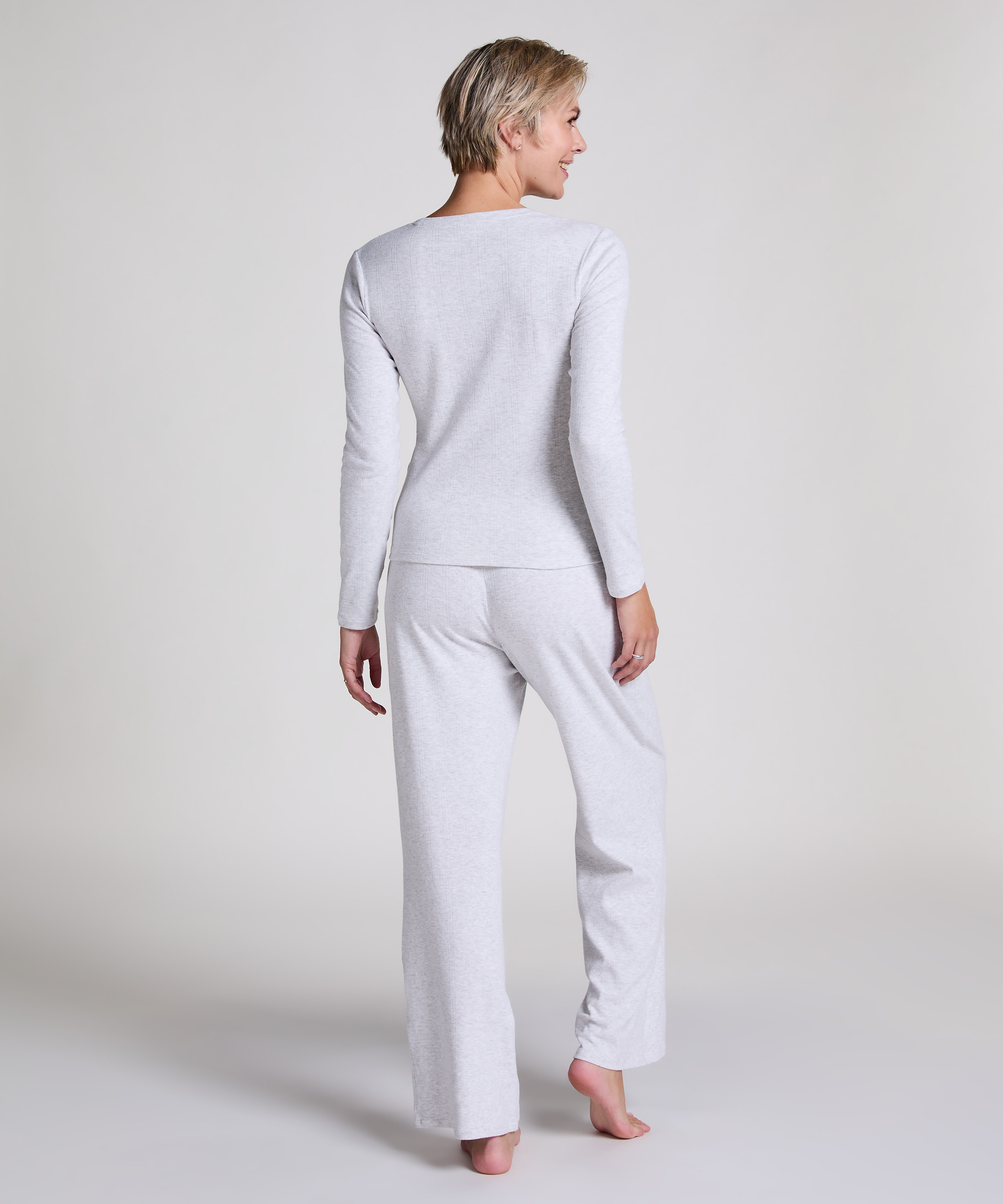 Haut de pyjama Pointelle, Gris, main