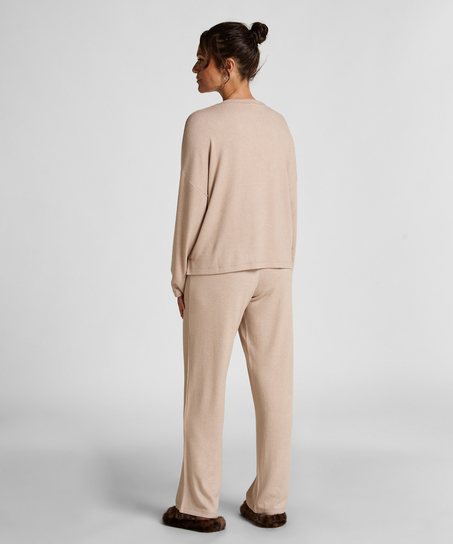 Pantalon Brushed Jersey, Beige