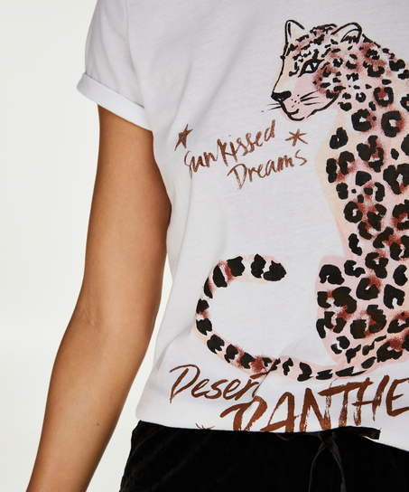 Haut de pyjama &agrave; manches courtes, Blanc