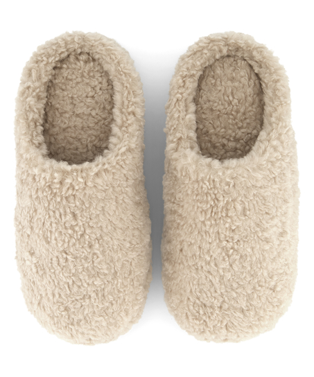 Pantoufles mules Teddy, Beige