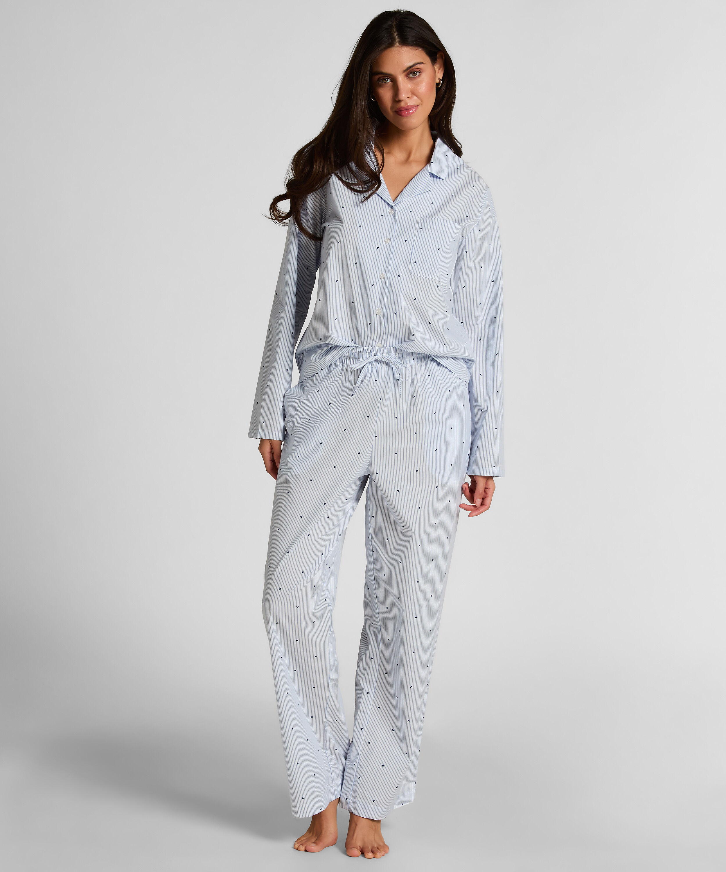 Pantalon Cotton Stripe Heart, Bleu
