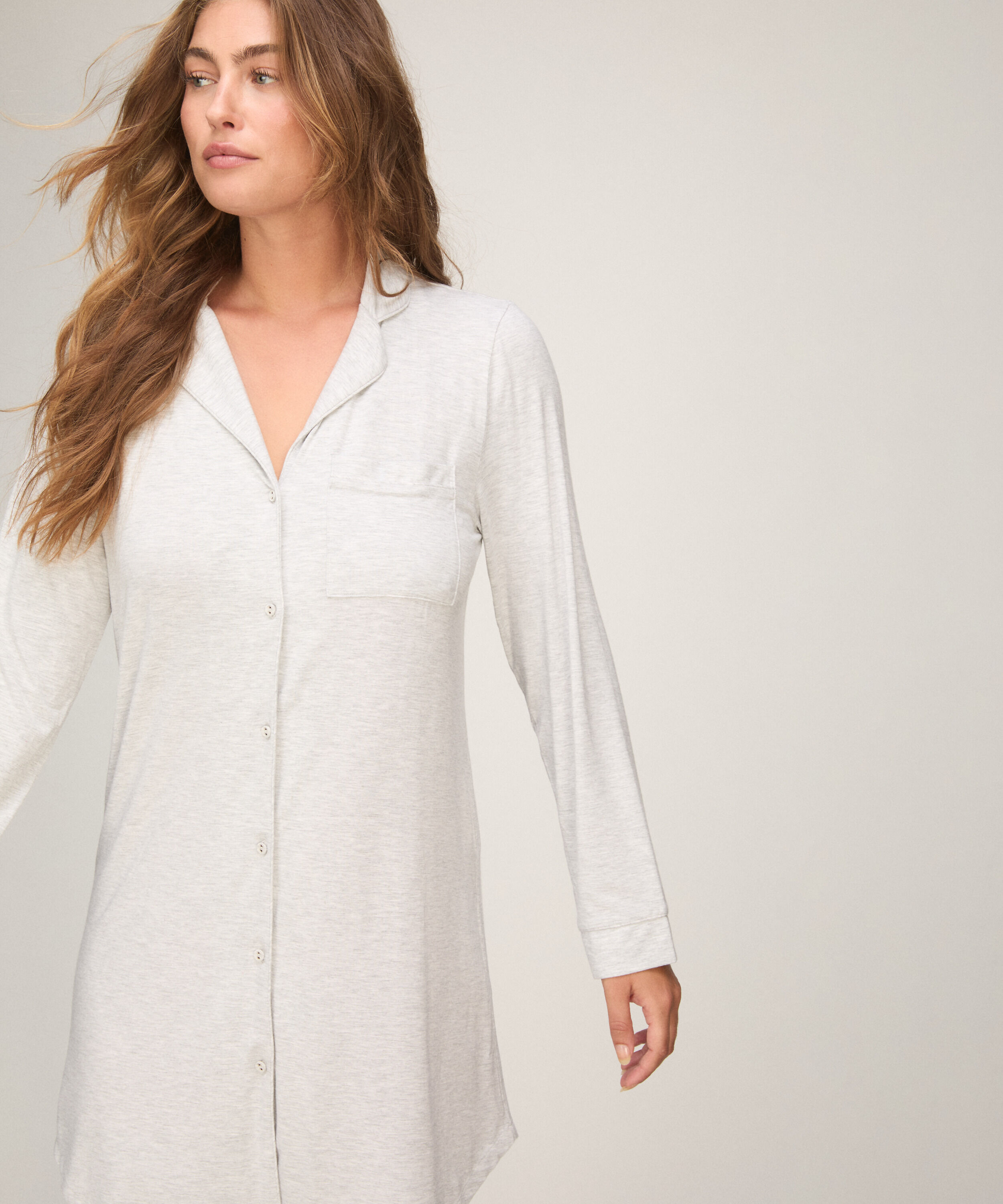 Robe-chemise à manches longues en jersey Essential, Gris