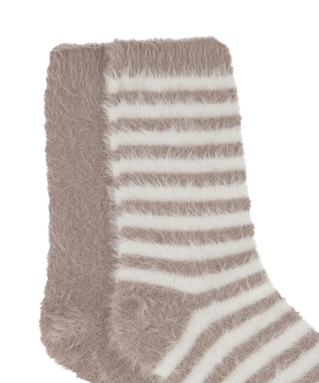 2 paires de chaussettes Cosy, Beige