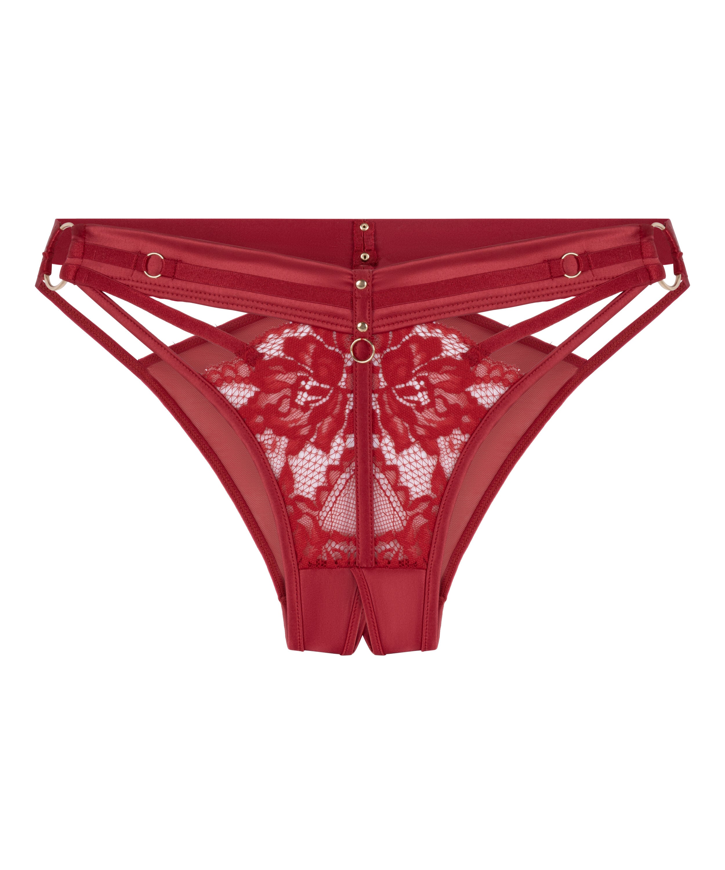 Slip brésilien ouvert à l'entrejambe Emmeline, Rouge Slip brésilien ouvert à l'entrejambe Emmeline, Rouge