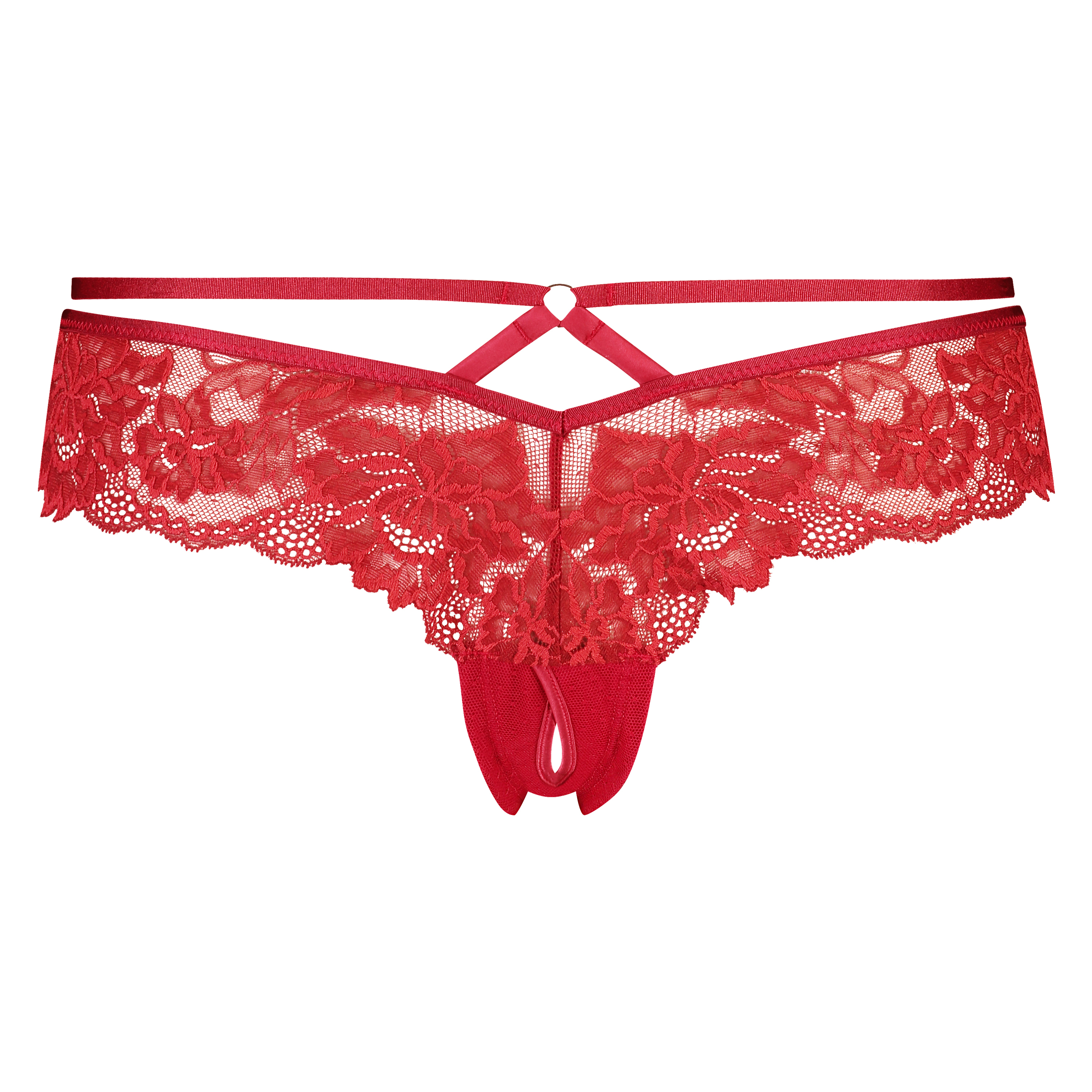 Slip brésilien ouvert Sosha, Rouge, main