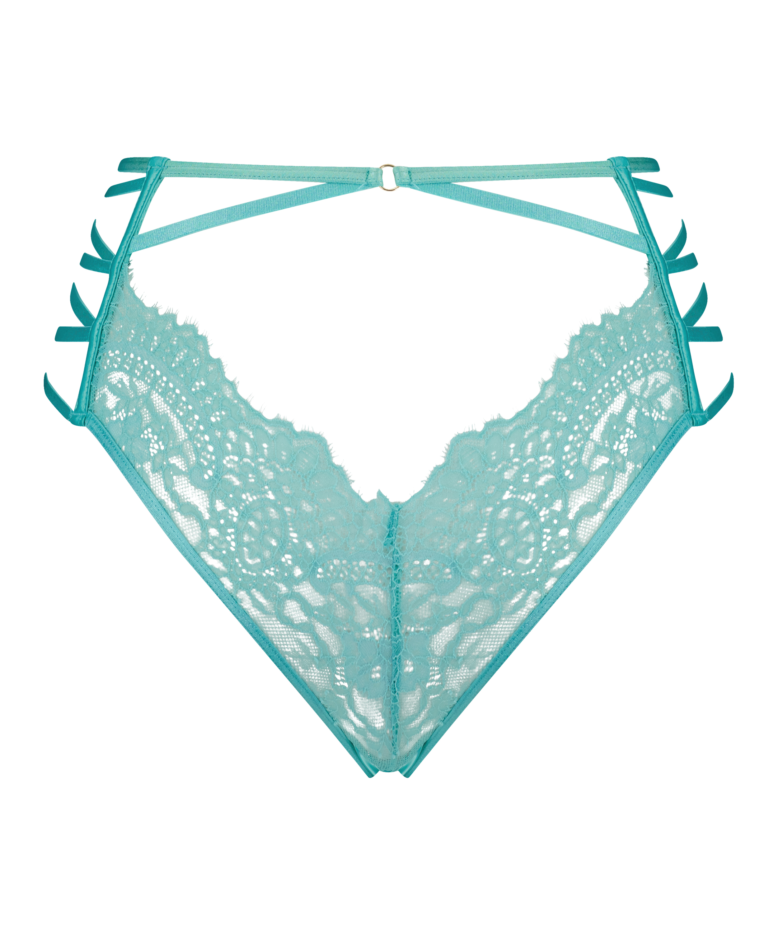 Slip brésilien à entrejambe ouvert Monet, Vert, main