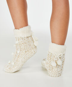Chaussettes &agrave; semelle Lurex, Blanc