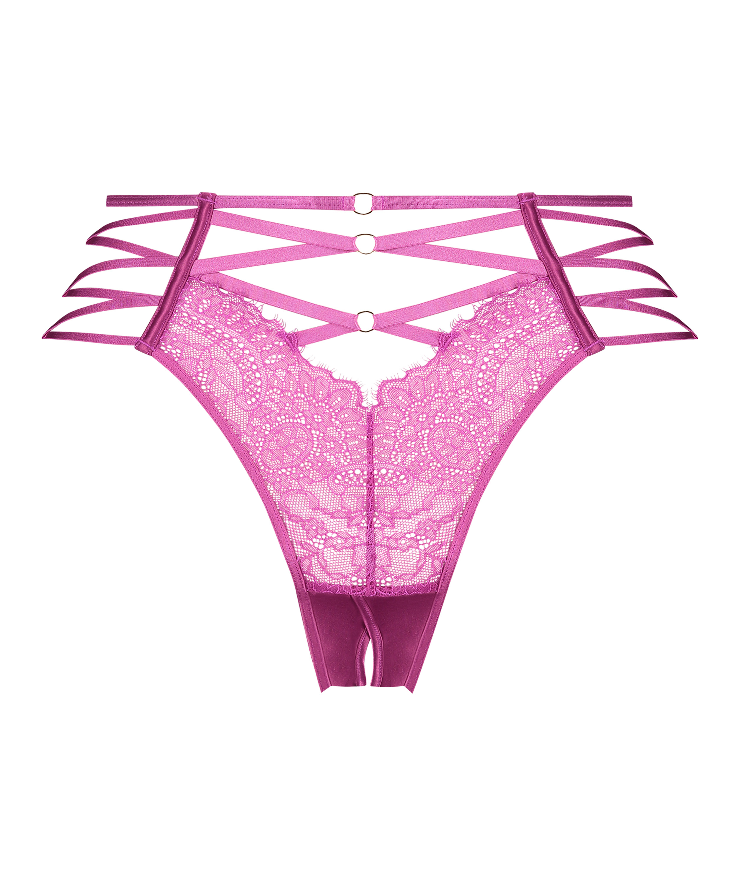 Slip brésilien à entrejambe ouvert Monet, Violet, main