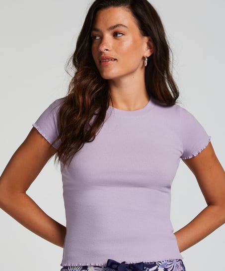 Chemise &agrave; manches courtes en coton, Violet