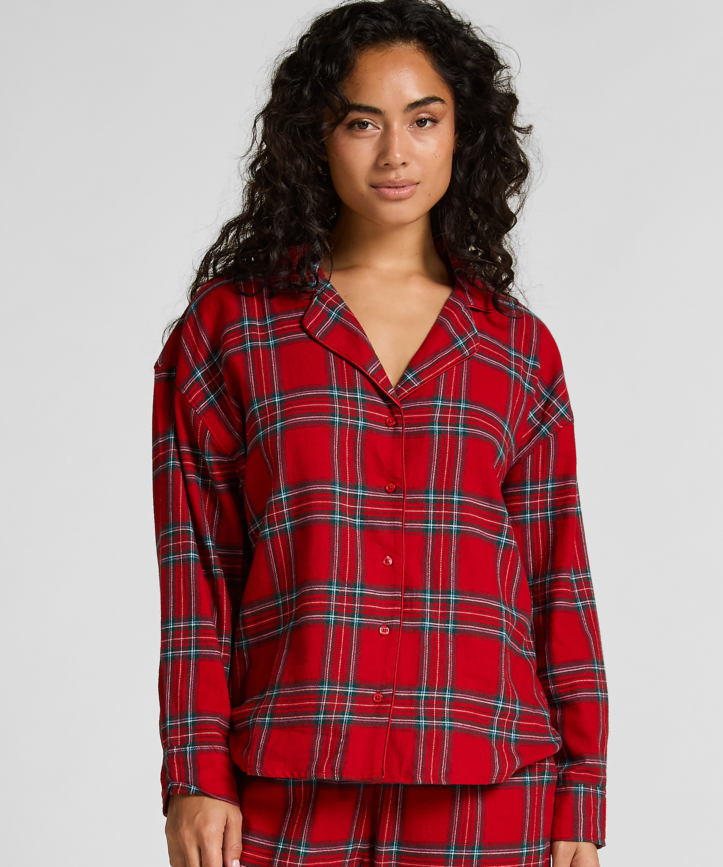 Haut de Pyjama Flanel, Rouge, main