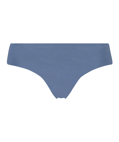 Slip brésilien invisible en coton, Bleu