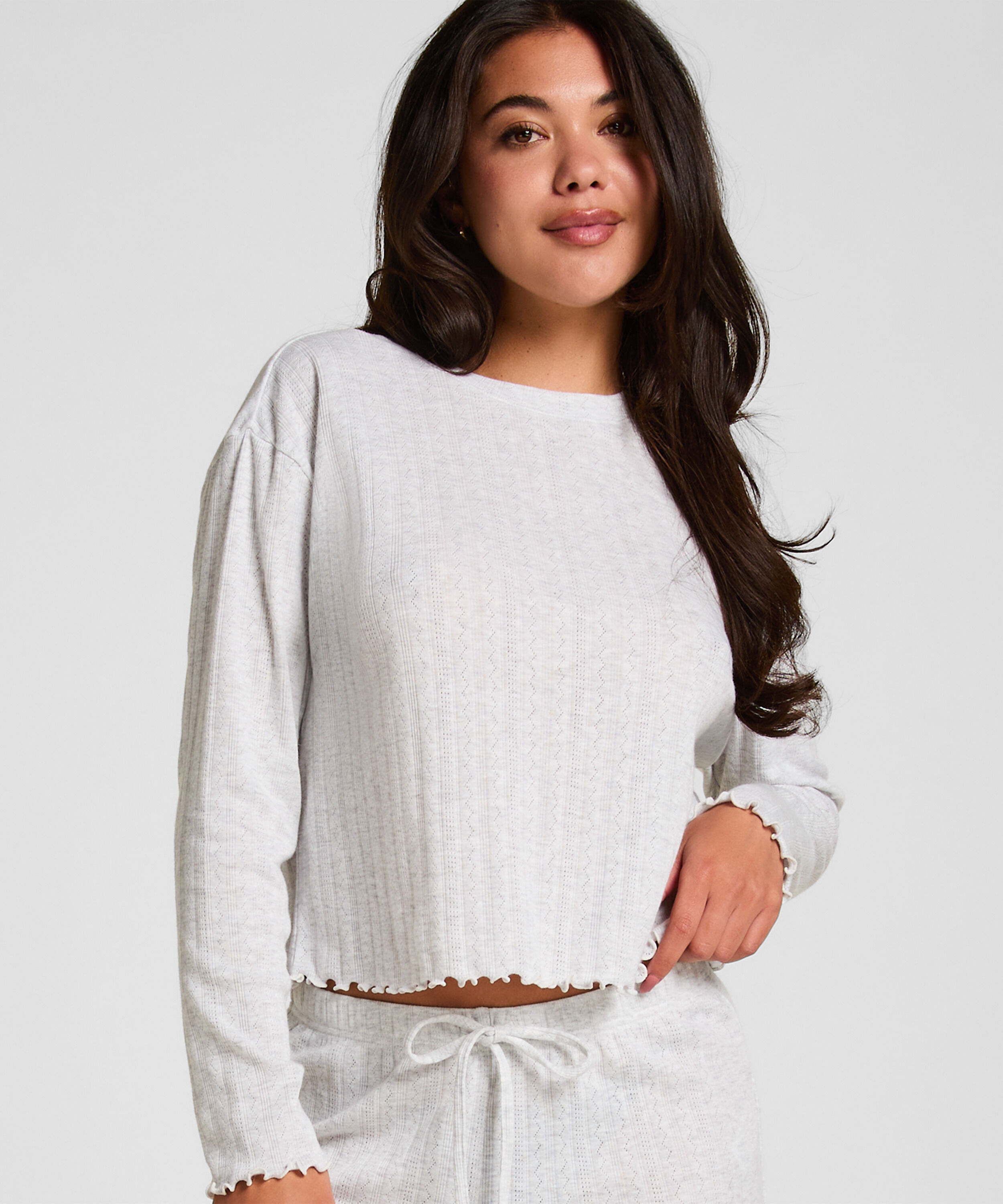 Haut de Pyjama Pointelle, Beige Haut de Pyjama Pointelle, Beige