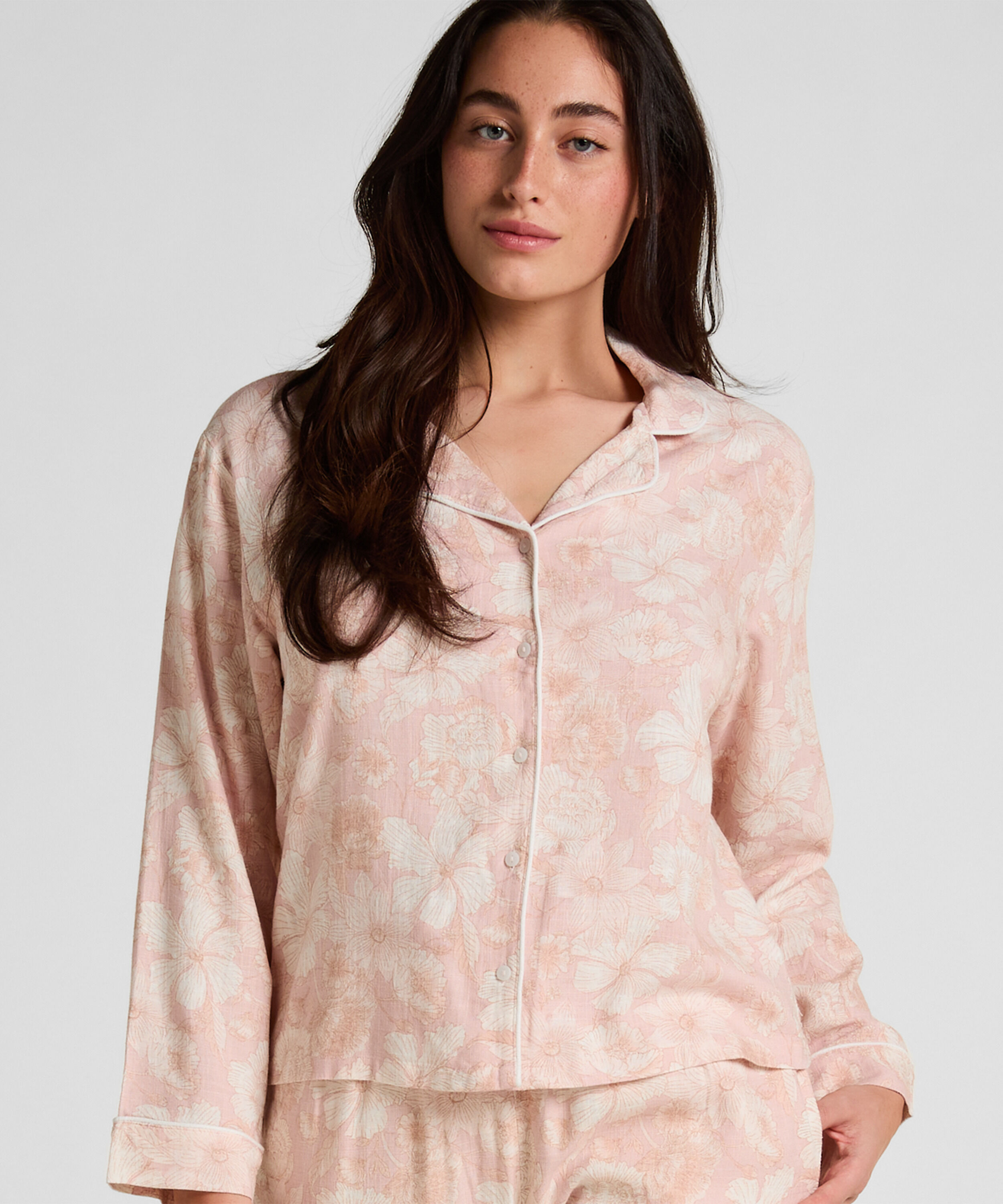 Veste de Pyjama en Lin à Fleurs, Rose Veste de Pyjama en Lin à Fleurs, Rose