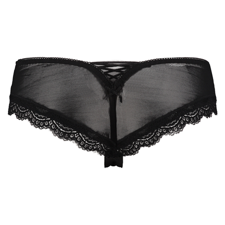 Slip brésilien Embroidered Mesh, Noir
