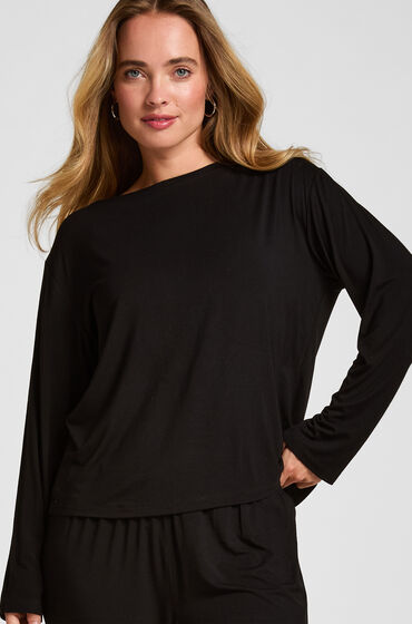 Hunkemöller Haut de Pyjama Manches Longues Jersey Noir