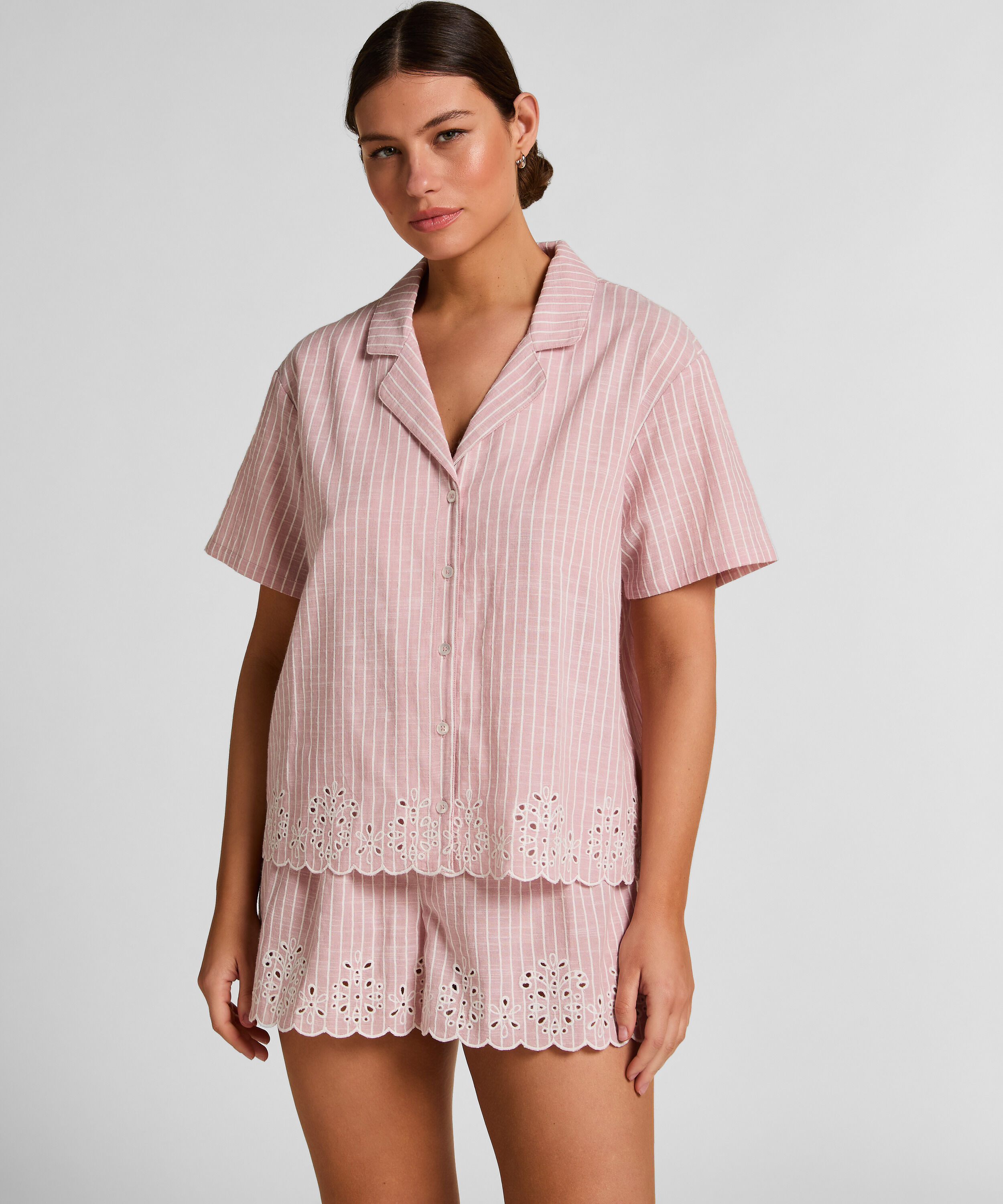 Veste de Pyjama Rayée en Coton