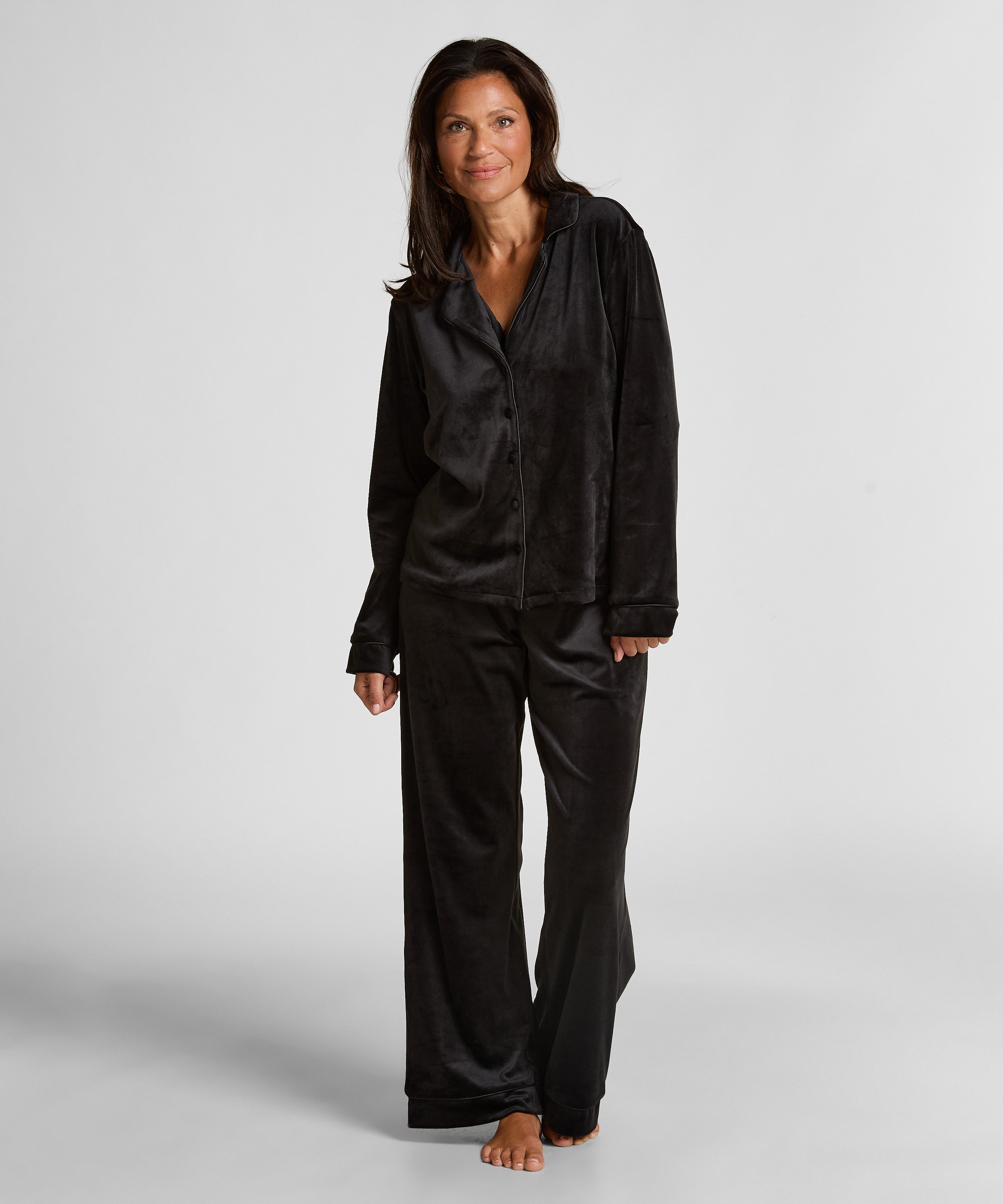 Veste à manches longues en velours, Noir, main