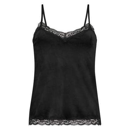 Camisole velours Dentelle, Noir