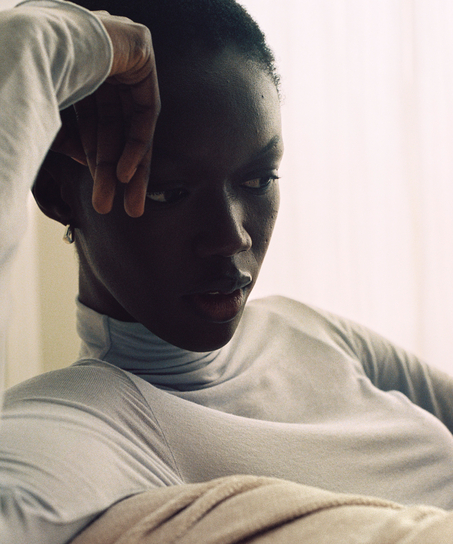 Haut avec cachemire à col roulé super soft, Bleu