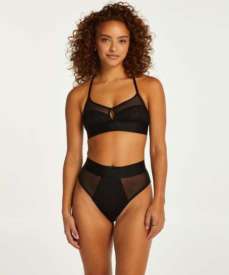 String brésilien à coupe haute Flexing, Noir