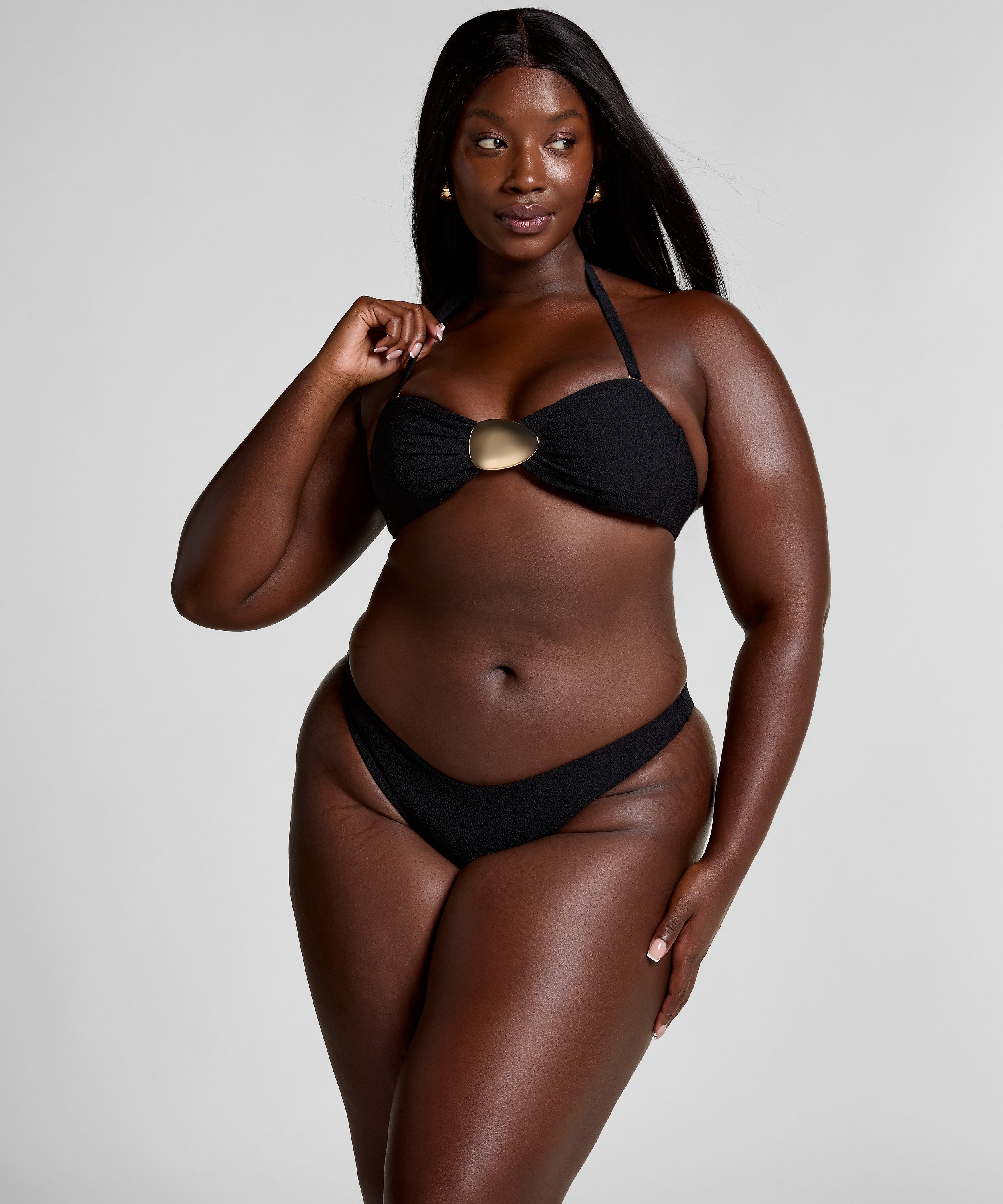 Bas de bikini échancré Cabo, Noir, main