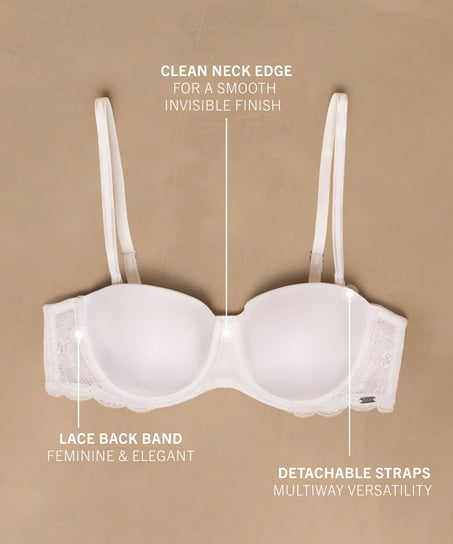 Soutien-gorge à armatures préformé sans bretelles Angie, Blanc