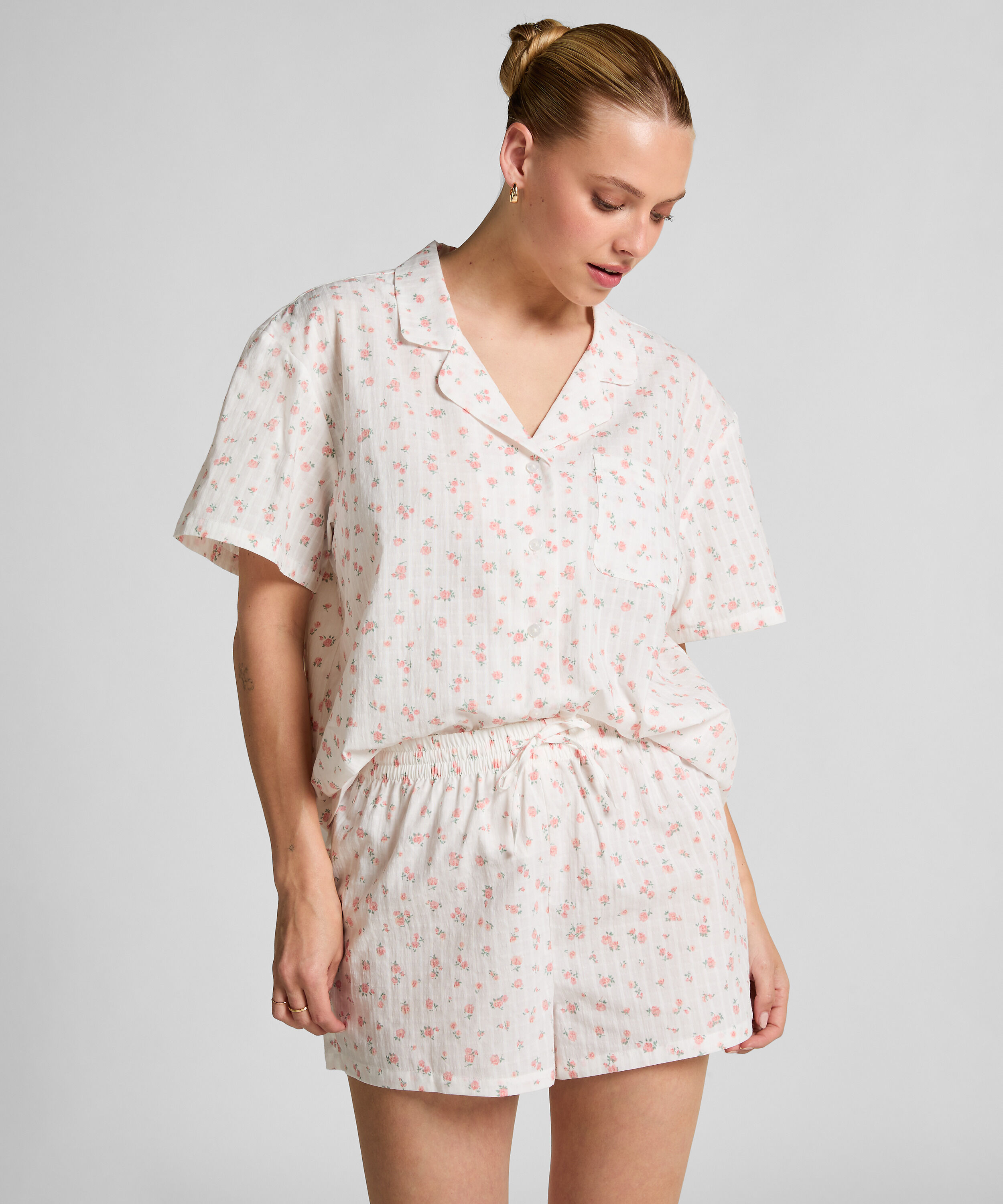 Short de pyjama tissé, Blanc Short de pyjama tissé, Blanc