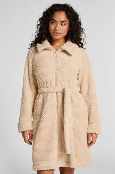 Hunkemöller Robe de chambre en polaire a fermeture eclair Blanc