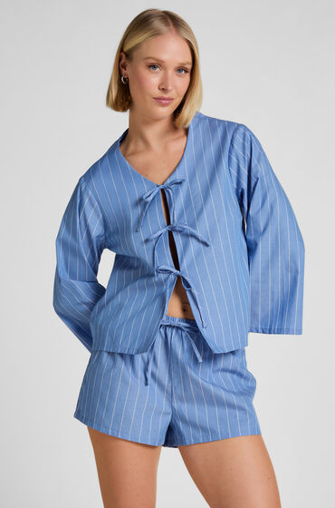 Hunkemöller Short en coton rayé Bleu Hunkemöller Short en coton rayé Bleu