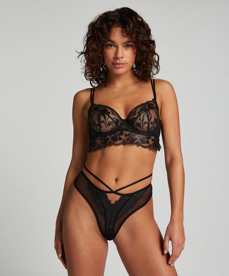 Slip brésilien taille haute Mila, Noir
