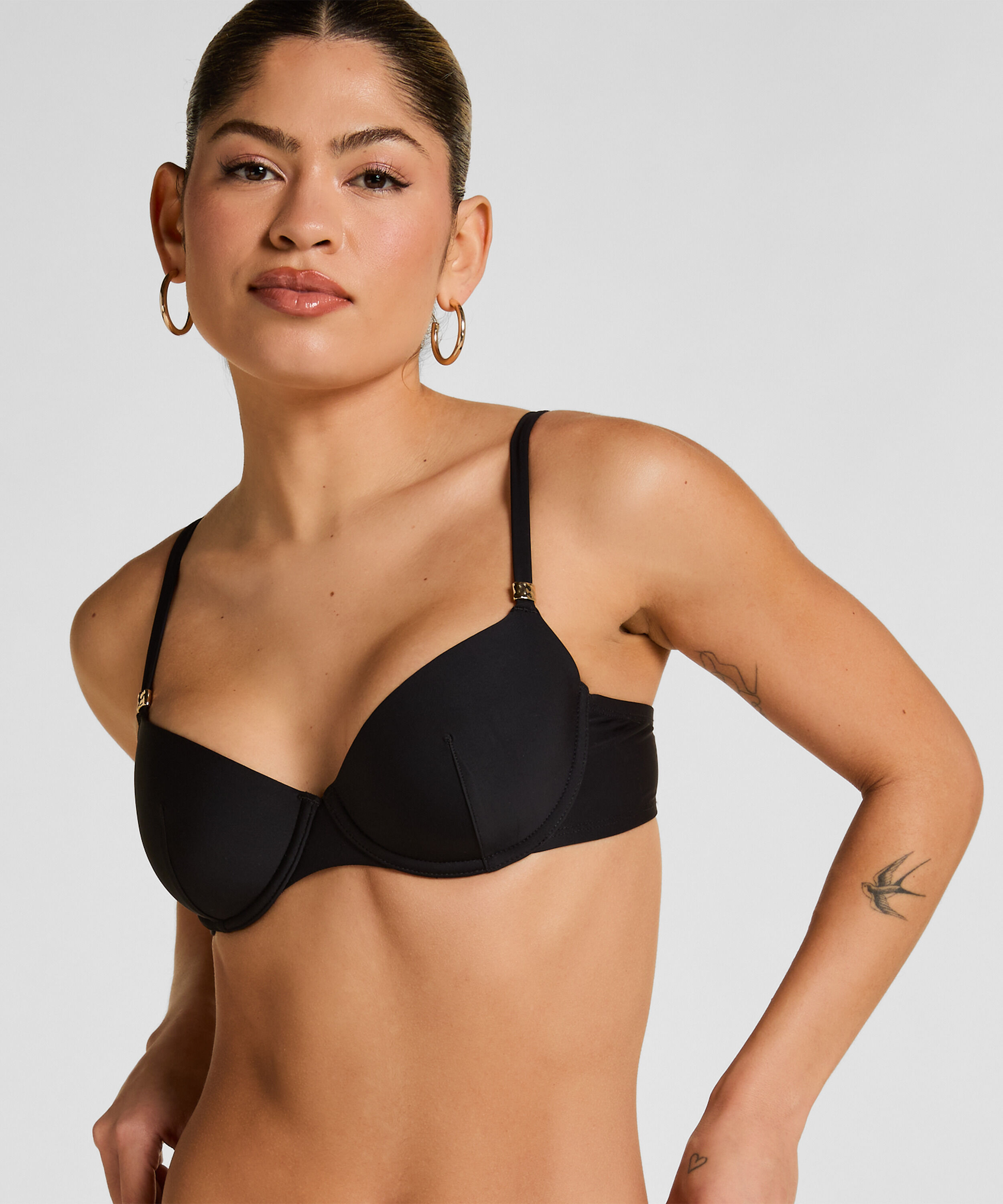 Haut de Bikini Luxe à Armatures et Rembourrage, Noir