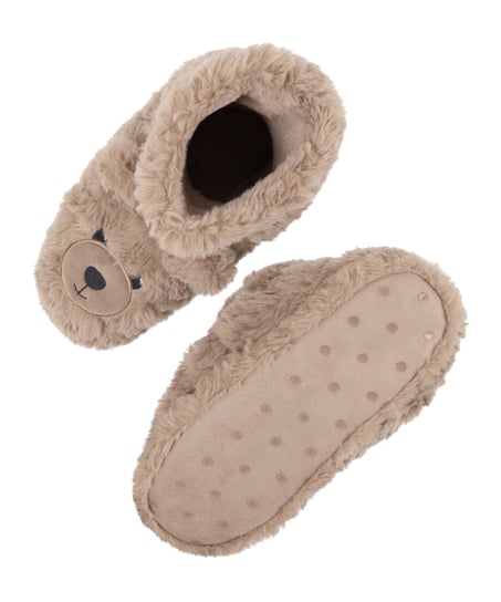 Chaussons Ours en Peluche, Beige