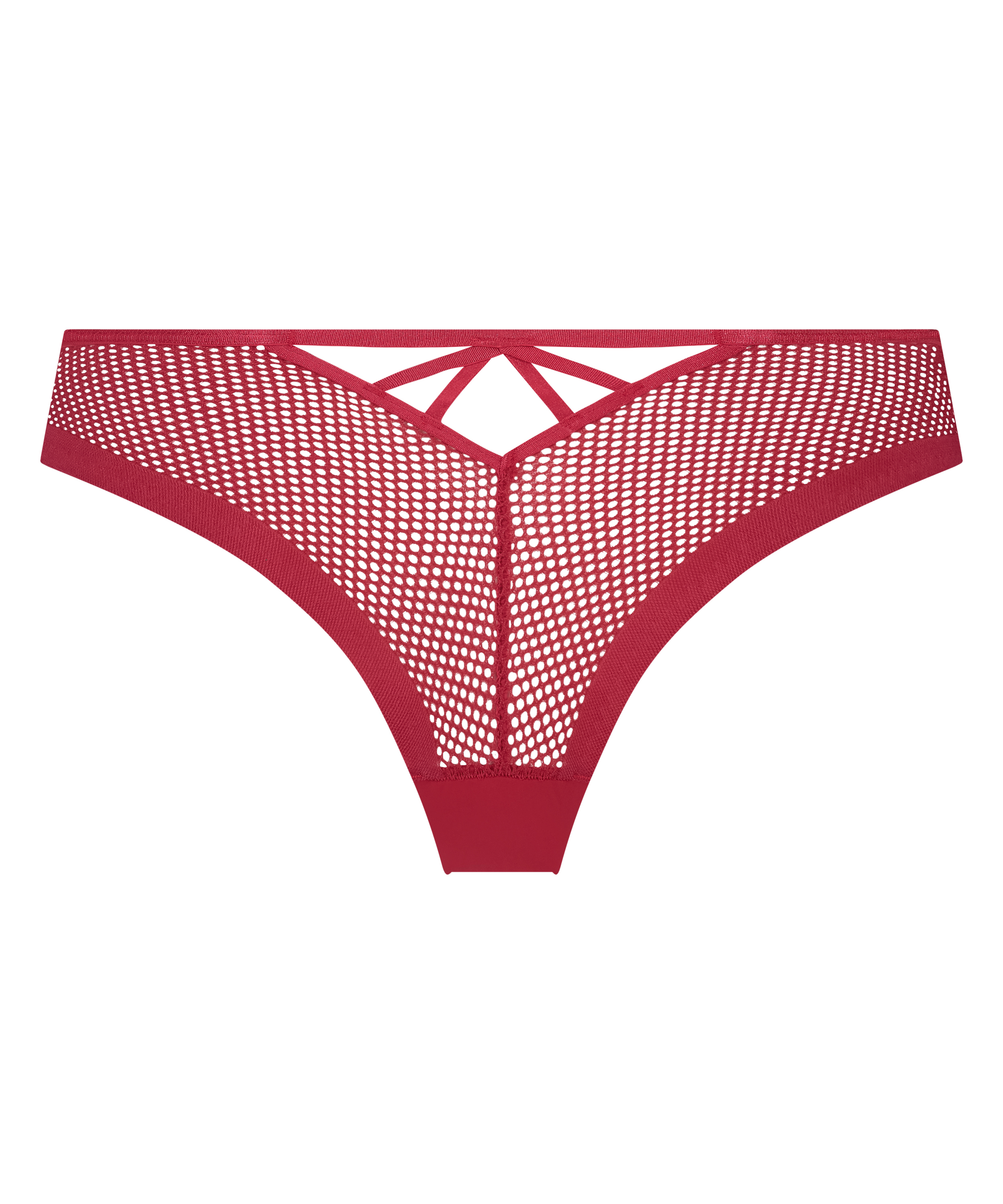 Slip brésilien invisible Fishnet, Rouge, main