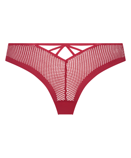 Slip brésilien invisible Fishnet, Rouge