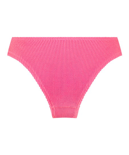 Slip de Bikini Échancrés Crinkle, Rose