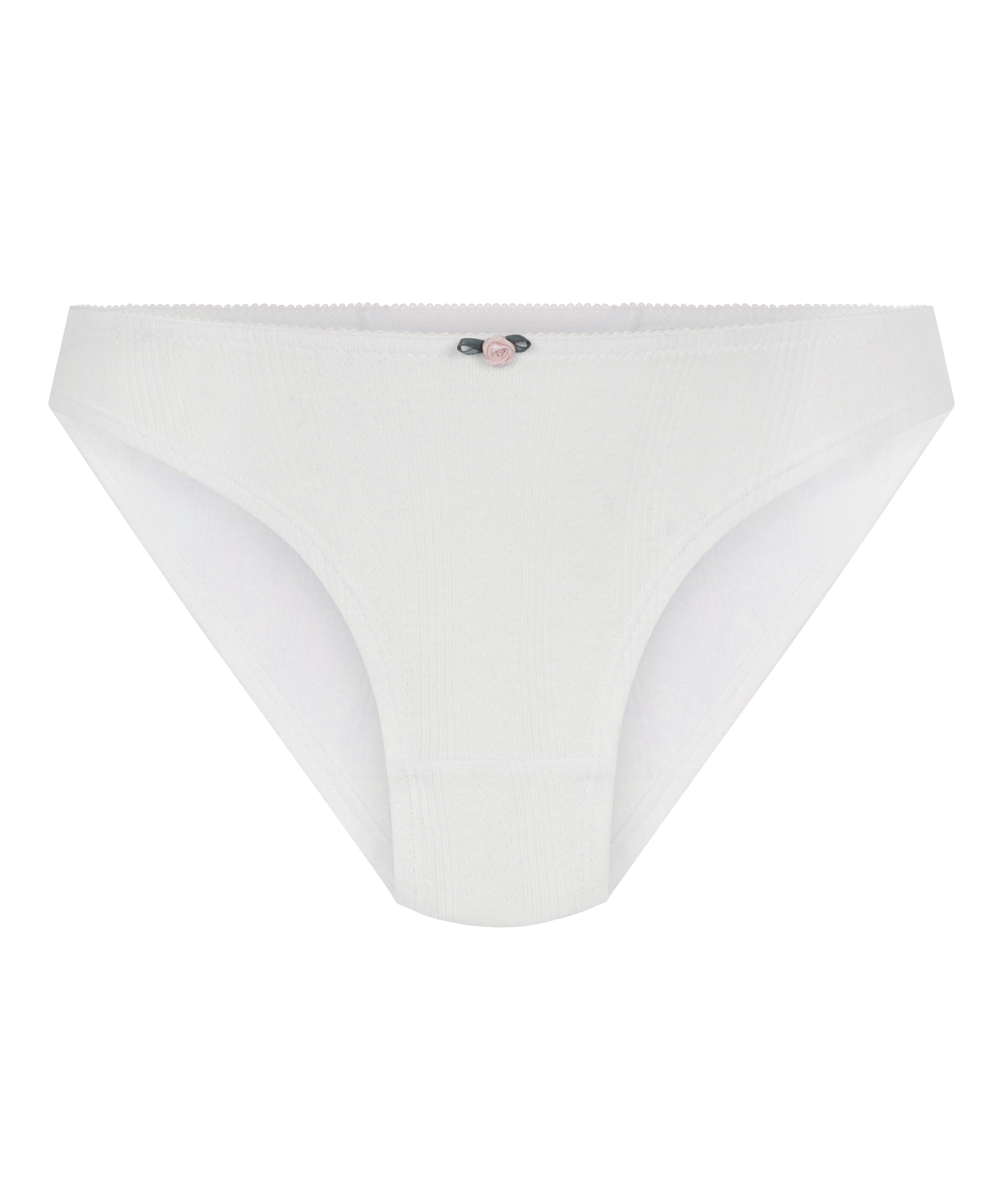 Culotte brésilienne Pointelle, Blanc, main