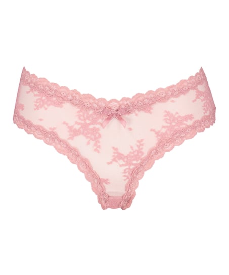 Slip br&eacute;silien V-shape Mesh, Rose