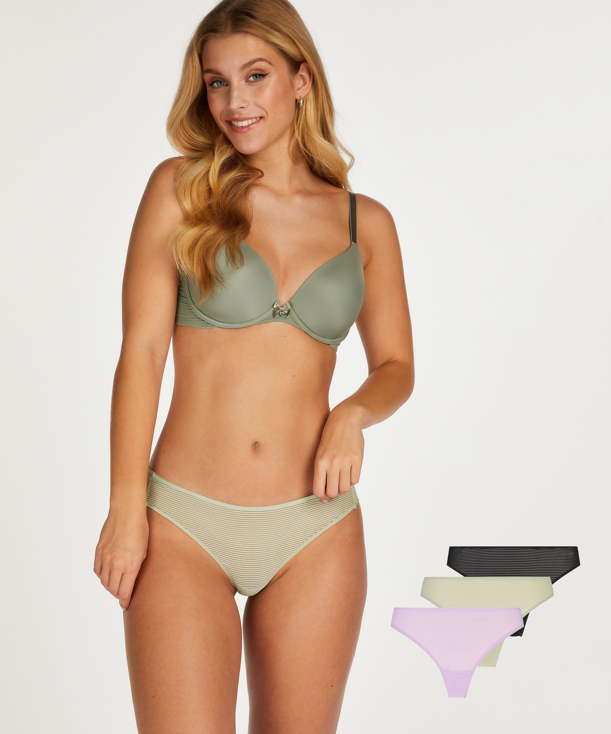 Lot de 3 tanga Invisible bande maille, Violet