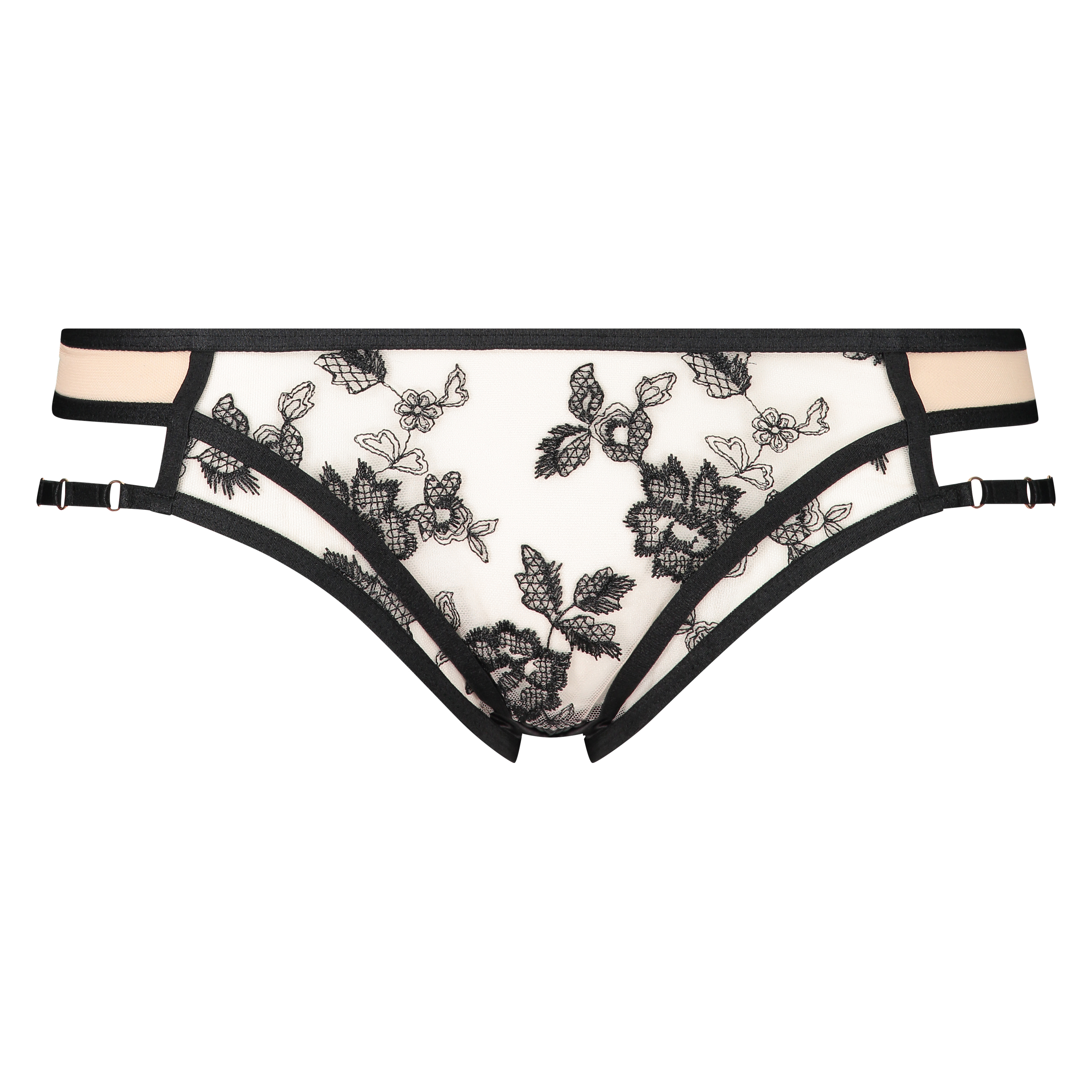 Slip br&eacute;silien ouvert au dos Dahlia, Noir, main