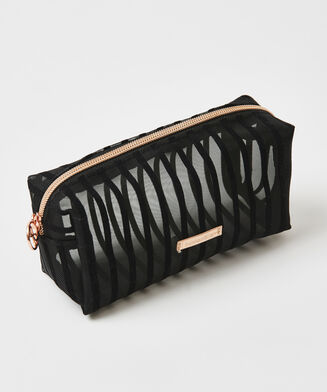 Trousse de maquillage Stripe Mesh, Noir