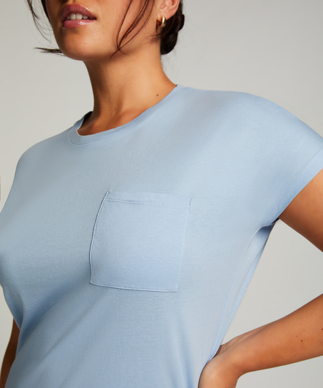 Chemise de nuit à col rond, Bleu