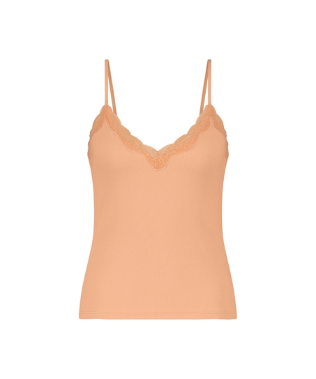 Top Cami Rib Lace, Rose